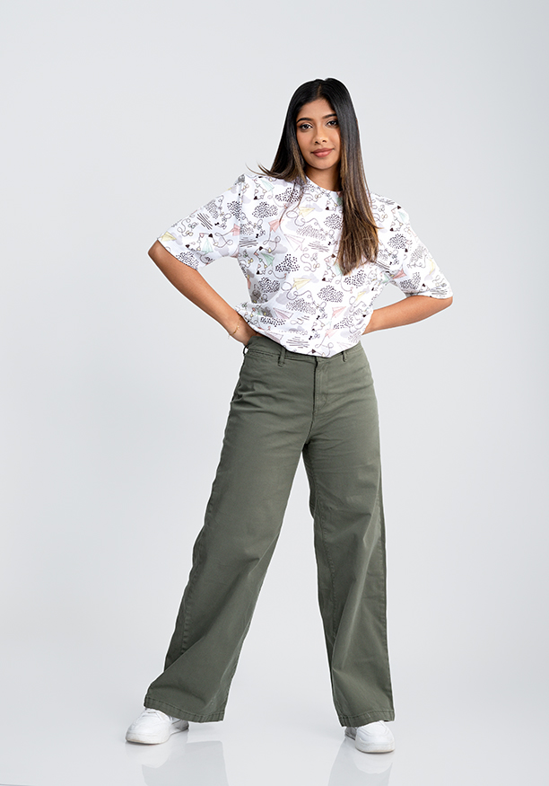 ANA HIGH WAIST GREEN BELL PANT